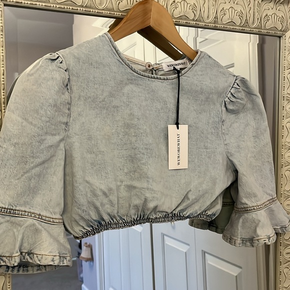 NWT WeWoreWhat Cropped Denim Top - Picture 5 of 13